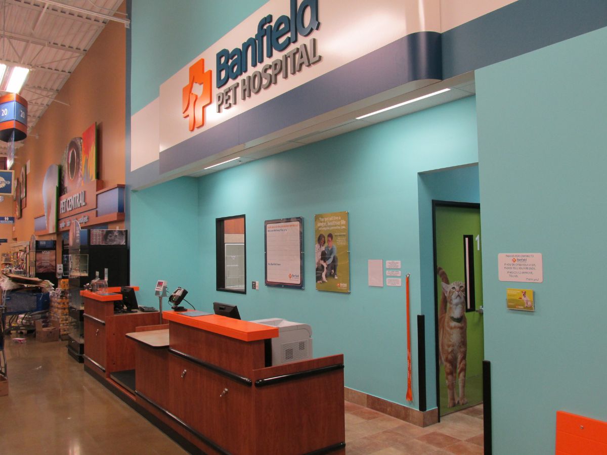 The Newport Banfield front desk and exam room entrances