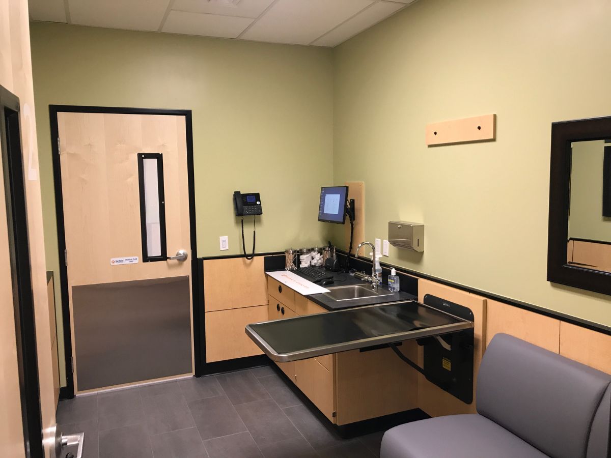 Inside a Banfield Whittier West exam room with a table