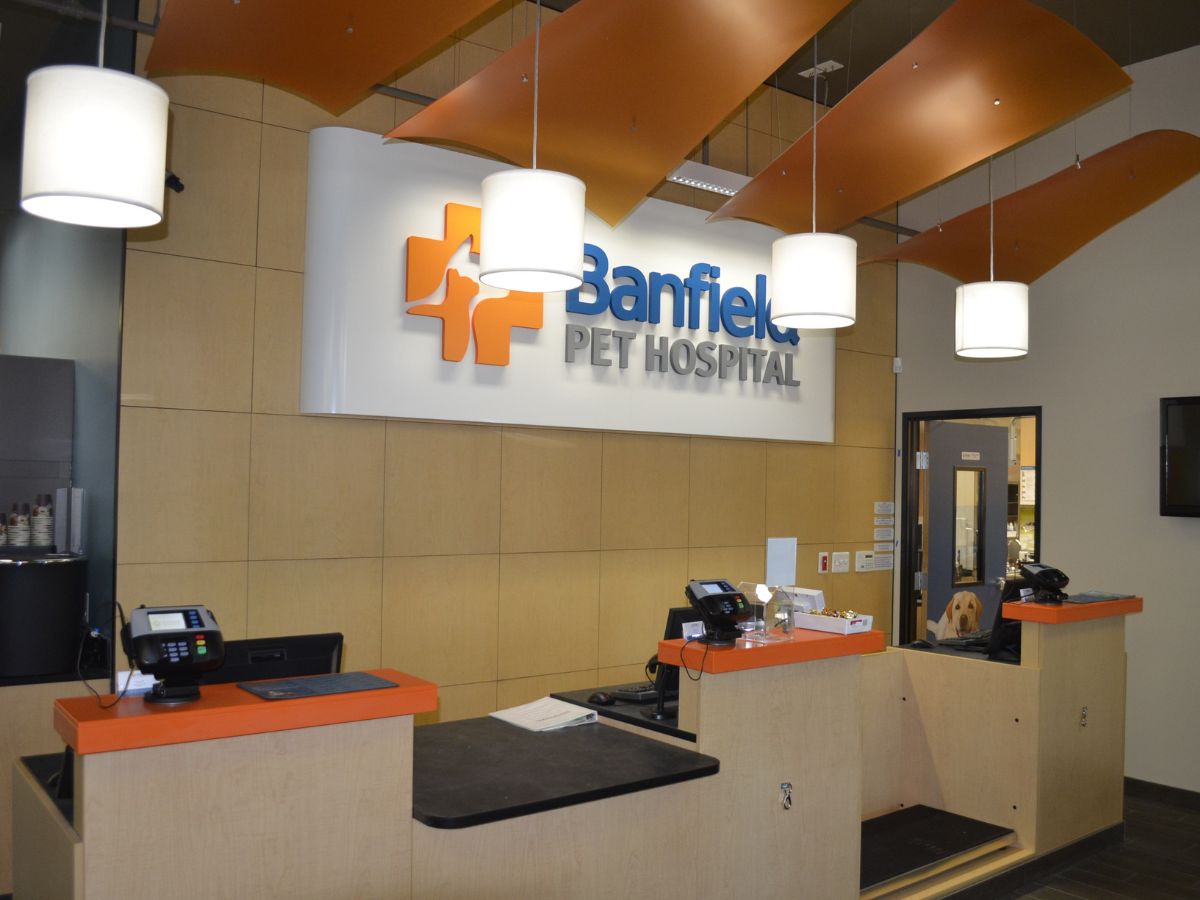 The Ellicott City Banfield front desk and check-in area