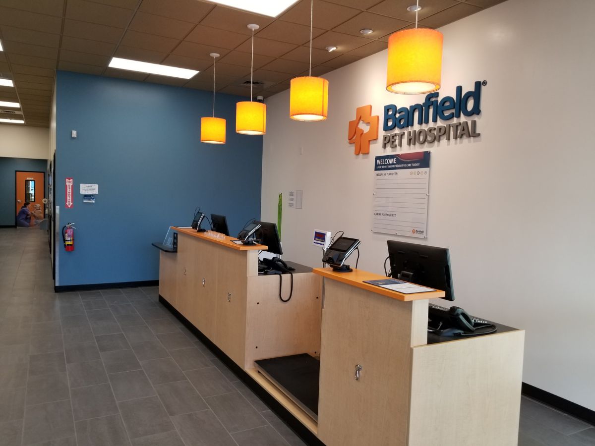 The front desk at the Banfield - Caste Village hospital