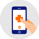 Illustration of a hand using a smart phone