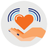 hand holding beating heart